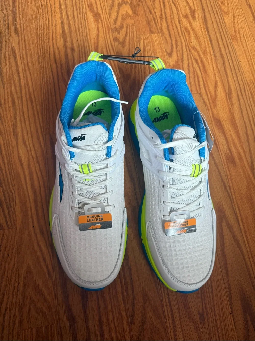 Avia White Athletic Sneakers with Blue and Lime Accents